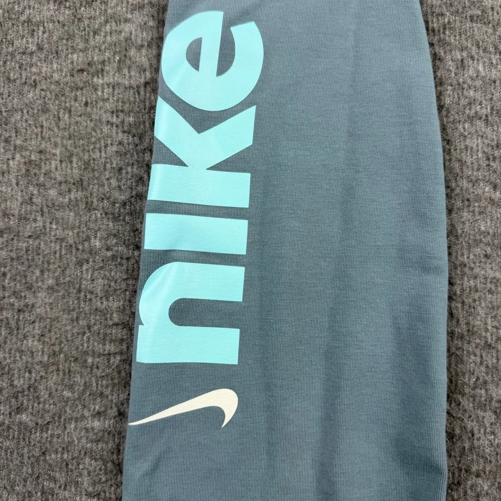 Nike Women's M Medium‎ Blue Gray Teal Graphic Logo Leggings Sportswear 429425